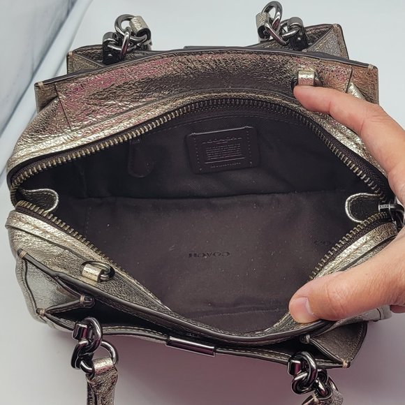 Coach Dreamer 21 Crossbody Mini Satchel Platinum Metallic Silver - Picture 6 of 7